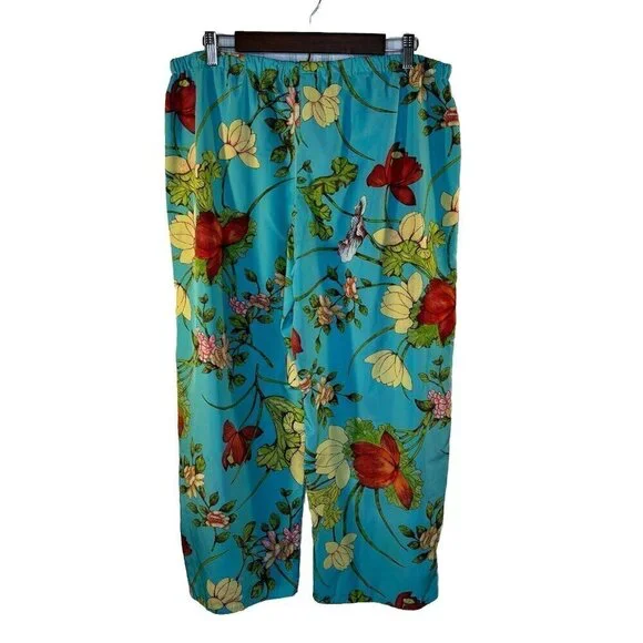 Natori Private Luxuries XL Pajama Lounge Crop Wide Leg Pants  Tropical Floral - Picture 2 of 9